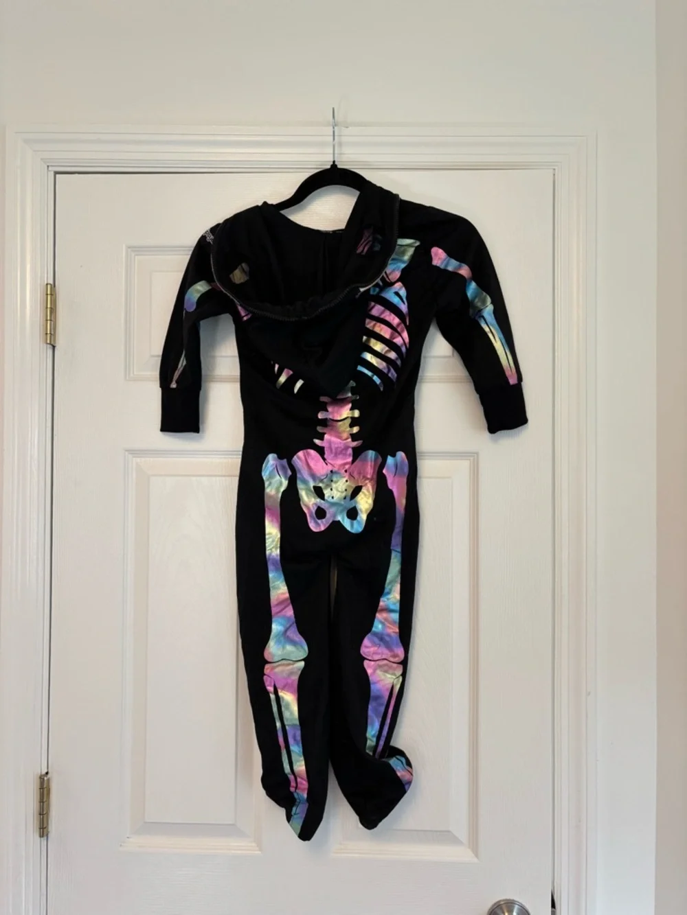 Tipsy Elves Kids Rainbow Skeleton Halloween Costume Youth XS 5 Hooded Jumpsuit